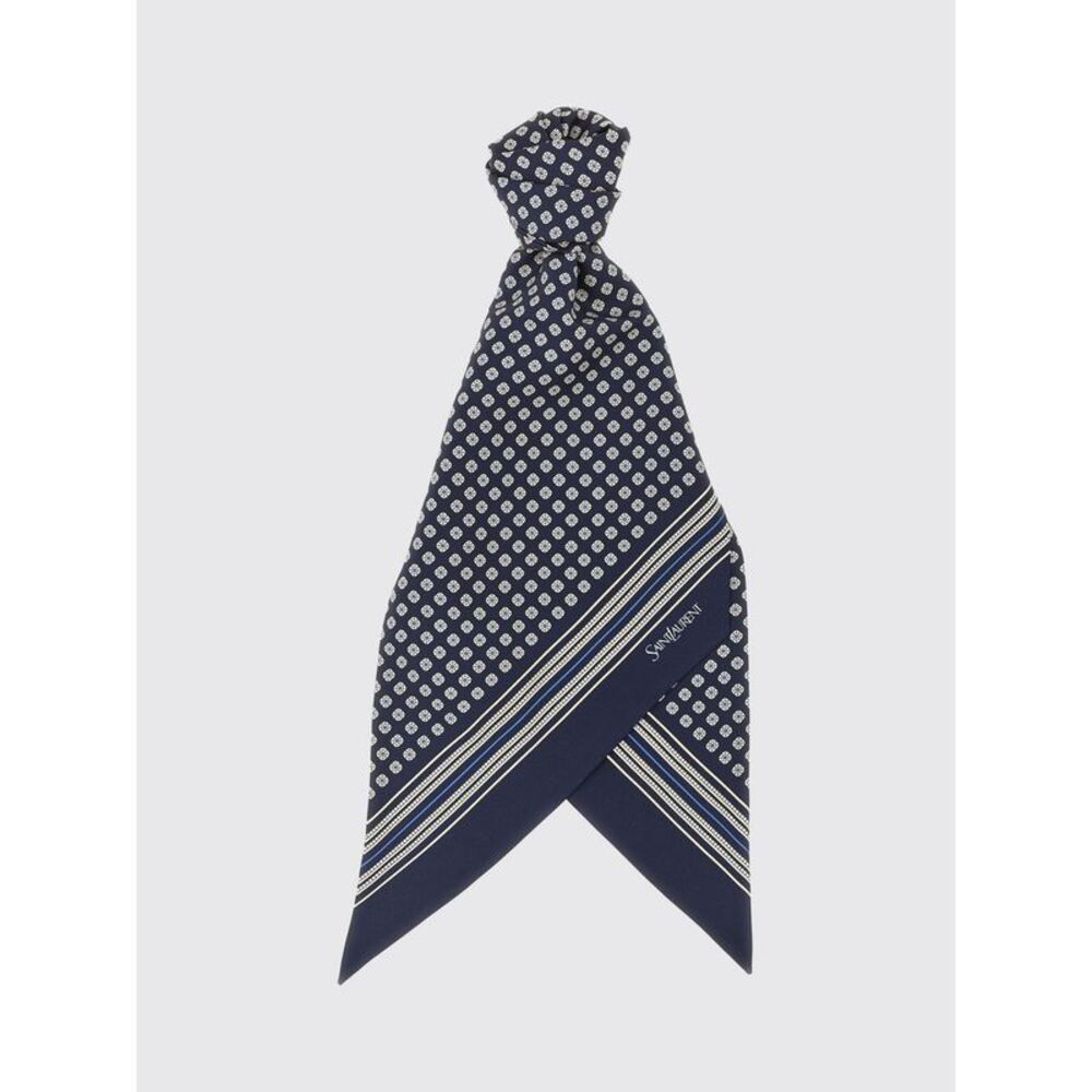 Saint Laurent Men Saint Laurent Lavallii¨Re Striped Geometric Print Silk Foulard